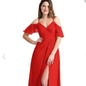 Azazie Dakota bridesmaid dress in Red